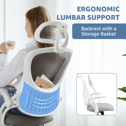 Office Chair with Headrest & Flip-up Arms