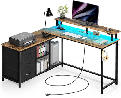 L Shaped Computer Desk with Drawers
