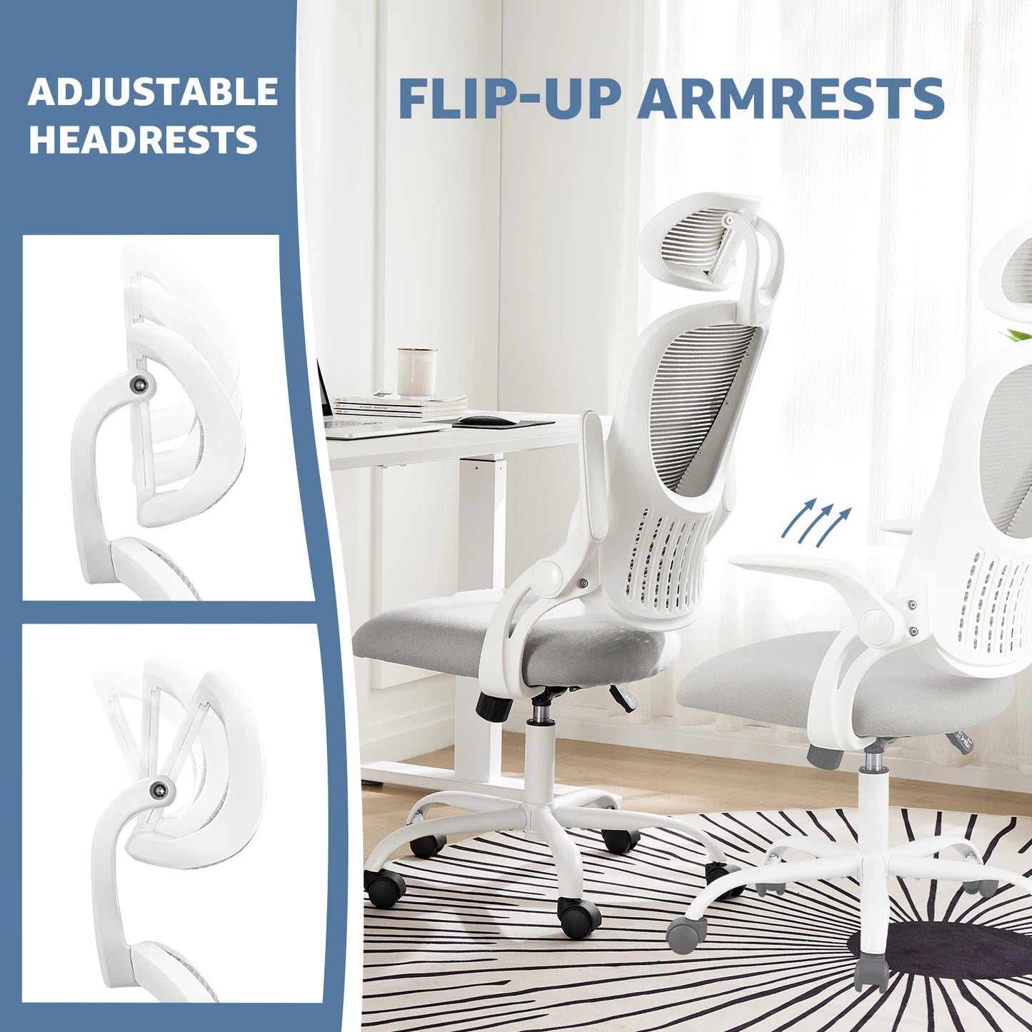 Office Chair with Headrest & Flip-up Arms