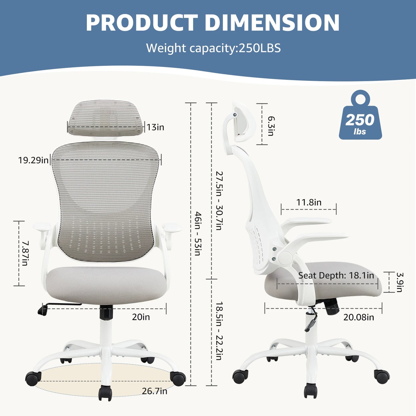 Office Chair with Headrest & Flip-up Arms