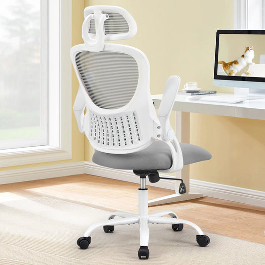Office Chair with Headrest & Flip-up Arms