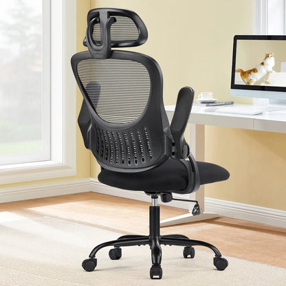 Office Chair with Headrest & Flip-up Arms