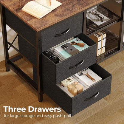 L Shaped Computer Desk with Drawers