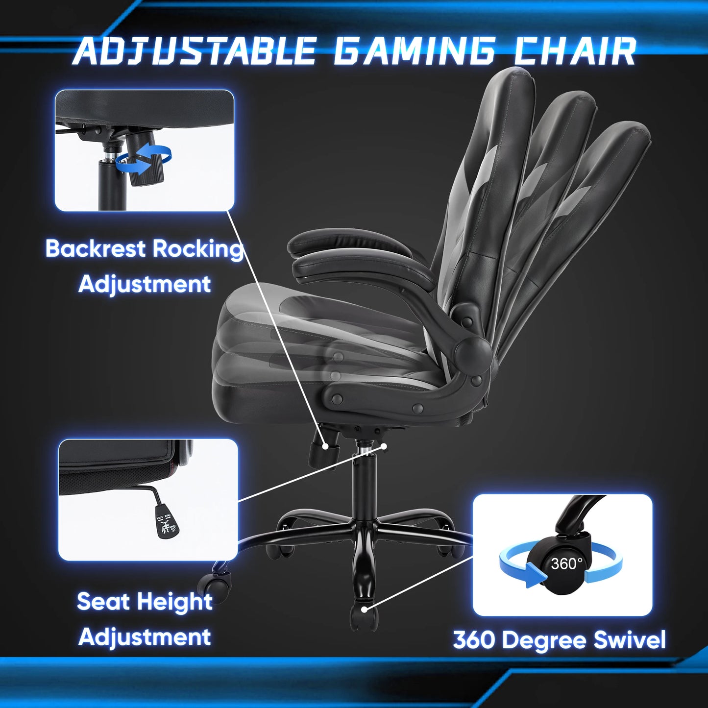 Ergonomic Gaming Office Chair with Armrests
